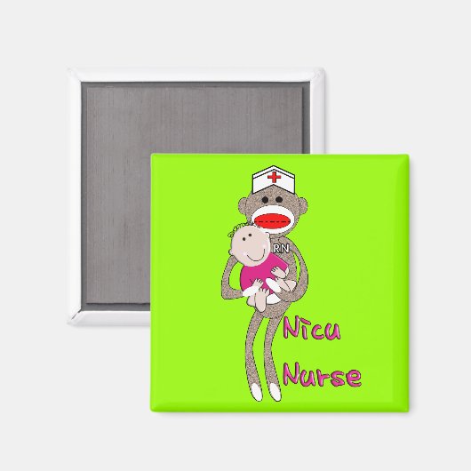 Nicu Nurse Sock Monkey Design Giften Magneet (Voorkant / Achterkant)