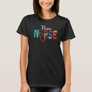 Nicu Nurse Squad Watercol Love Stethoscope Rn Nurs T-shirt