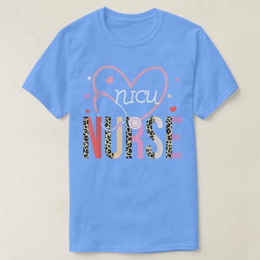 NICU Nurse Valentijn Leopard Print Heart Stethosco T-shirt (Design voorkant)