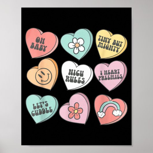 Nicu Nurse Valentine's Day Heart Candy Neonatal Ic Poster (Voorkant)