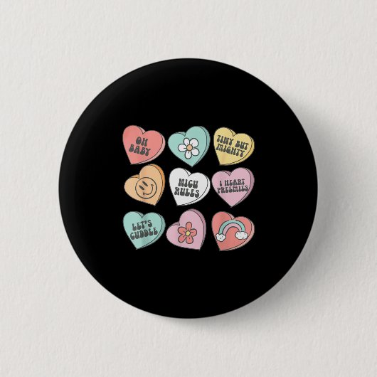 Nicu Nurse Valentine's Day Heart Candy Neonatal Ic Ronde Button 5,7 Cm (Voorkant)