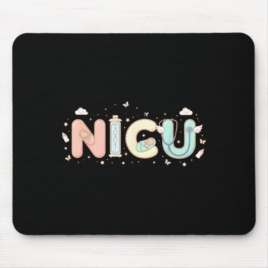 Nicu Nurse Valentine's Day Heart Stethoscope Scrub Muismat (Voorkant)