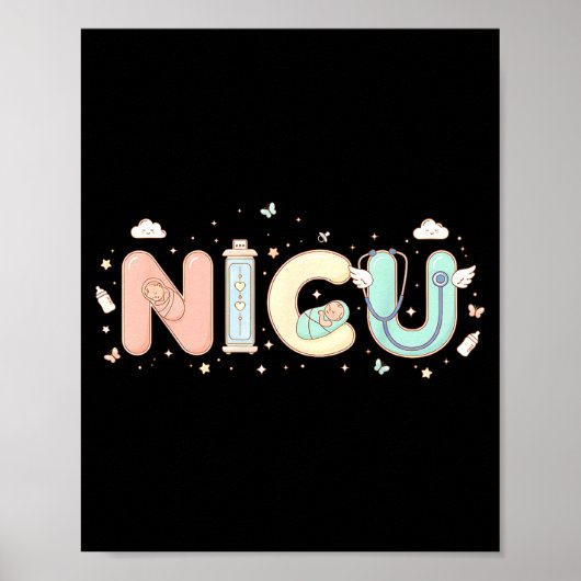 Nicu Nurse Valentine's Day Heart Stethoscope Scrub Poster (Voorkant)