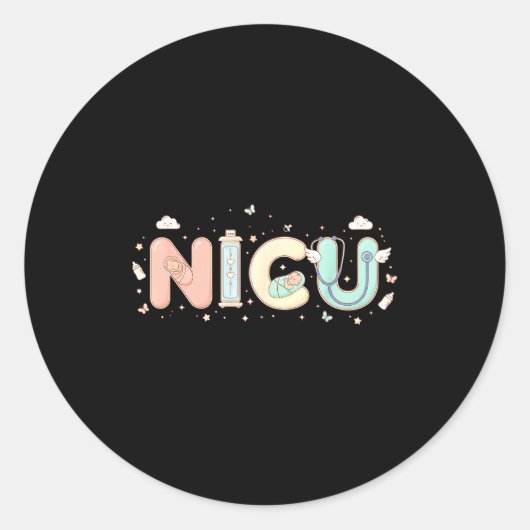 Nicu Nurse Valentine's Day Heart Stethoscope Scrub Ronde Sticker (Voorkant)