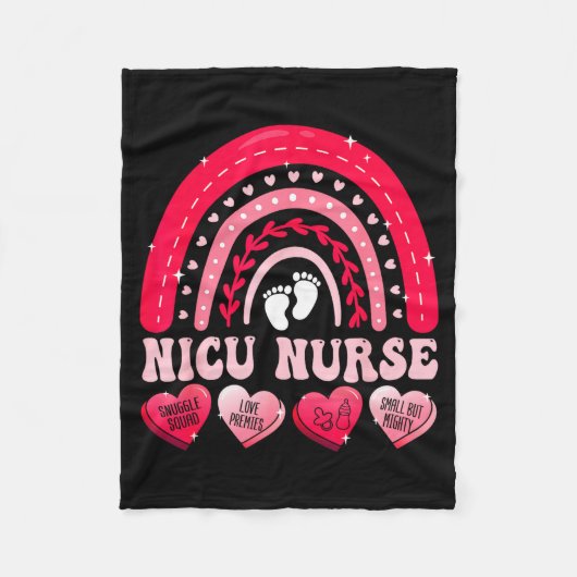 Nicu Nurse Valentines Day Rainbow Neonatal Rn Hear Fleece Deken (Voorkant)