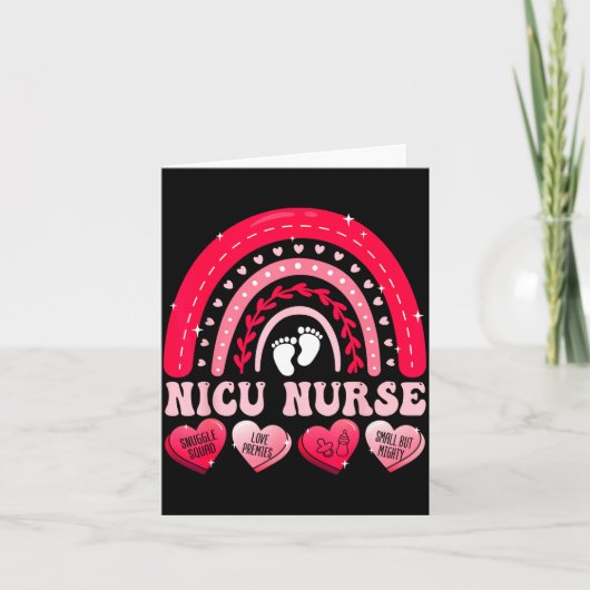 Nicu Nurse Valentines Day Rainbow Neonatal Rn Hear Kaart (Voorkant)