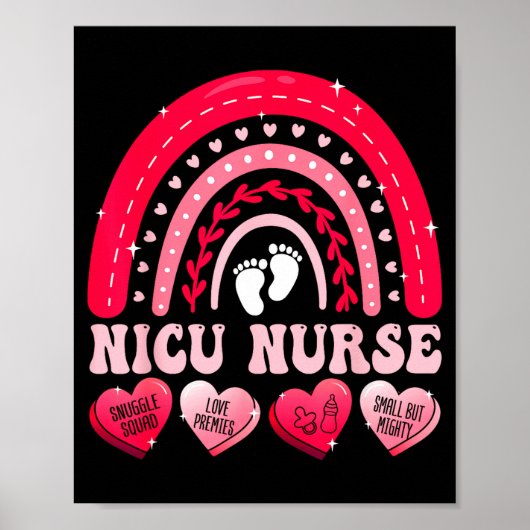 Nicu Nurse Valentines Day Rainbow Neonatal Rn Hear Poster (Voorkant)