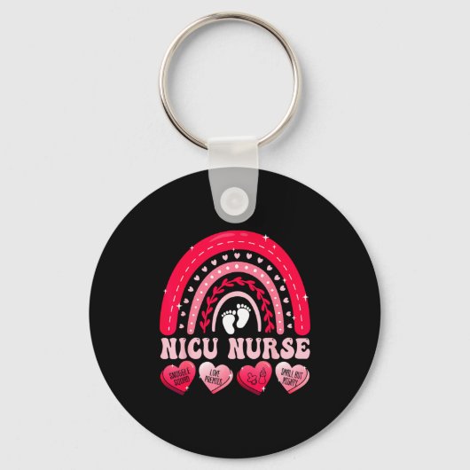 Nicu Nurse Valentines Day Rainbow Neonatal Rn Hear Sleutelhanger (Voorkant)