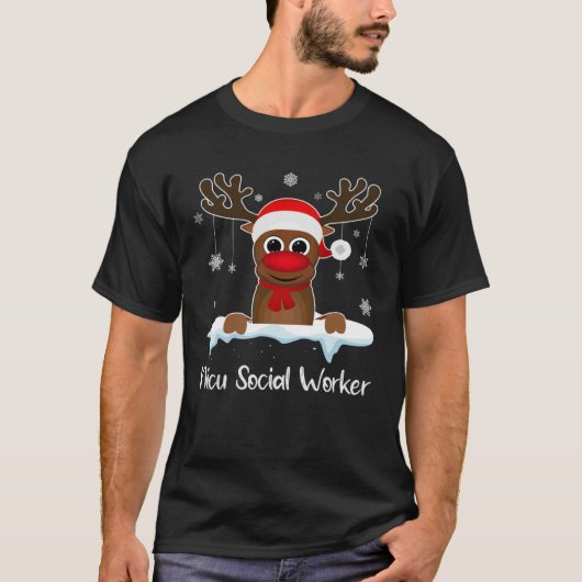 Nicu Social Worker Squad Reindeer Santa Hat Christ T-shirt (Voorkant)
