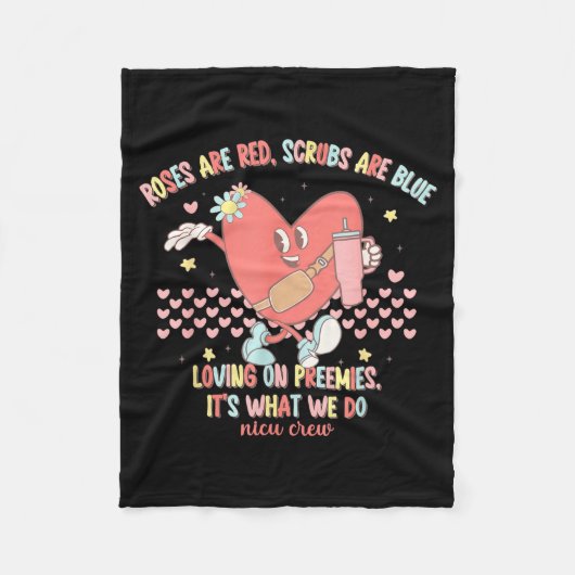 Nicu Valentine Roses Are Red Nicu Nurse Valentine' Fleece Deken (Voorkant)