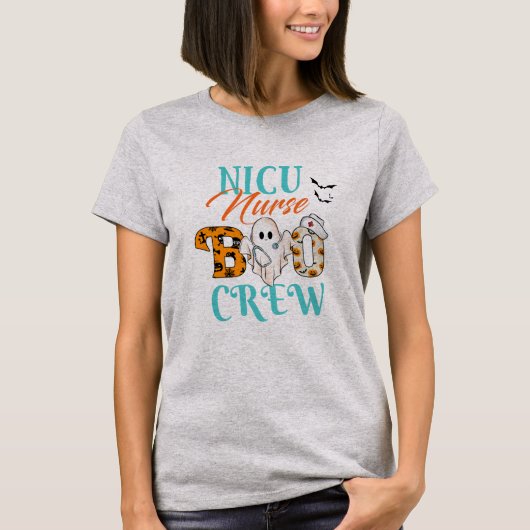 NICU Verpleegster Halloween Boo Crew T-shirt (Voorkant)