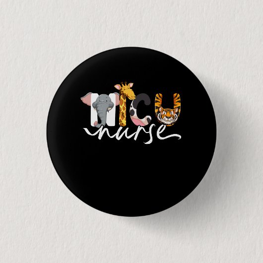 Nicu Verpleegster Leuke Safari Baby Dieren Verplee Ronde Button 3,2 Cm (Voorkant)