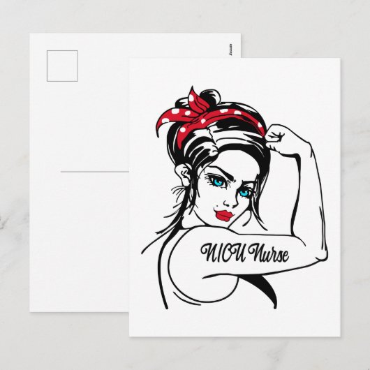 NICU-verpleegster Rosie The Riveter Pin Up Feestdagenkaart (Voorkant / Achterkant)