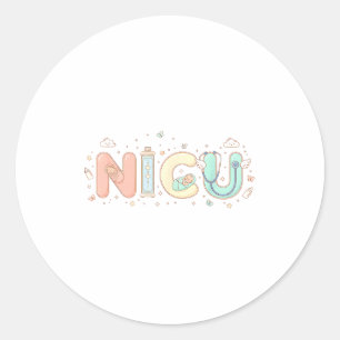 Nicu-verpleegster Valentijnsdag Hart Stethoscoop W Ronde Sticker