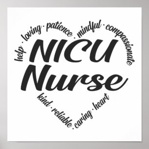 NICU Zurse Heart Word Cloud Poster