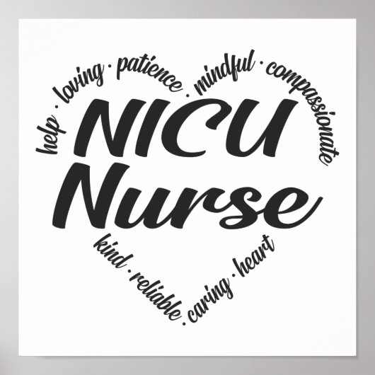 NICU Zurse Heart Word Cloud Poster (Voorkant)
