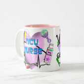 NICU Zurse Roze Ontwerp van het Hart Tweekleurige Koffiemok (Voorkant links)
