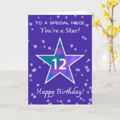 Niece 12e Verjaardag Shining Star Vibrant Paarse Kaart (Gele Bloem)
