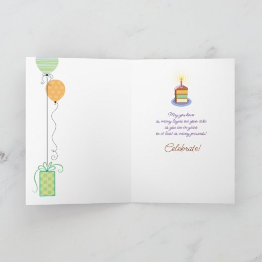 Niece 13th Birthday 4 Layered Cake Slice Kaart (Binnen)