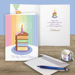 Niece 13th Birthday 4 Layered Cake Slice Kaart