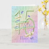 Niece 15th Birthday Butterflies and Flowers Card Kaart (Gele Bloem)