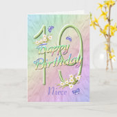 Niece 19th Birthday Butterflies and Flowers Card Kaart (Gele Bloem)