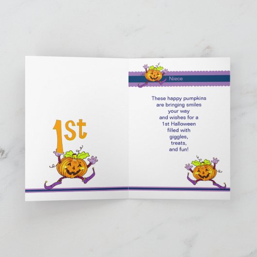 Niece 1st Halloween Happy Pumpkin Kaart (Binnen)