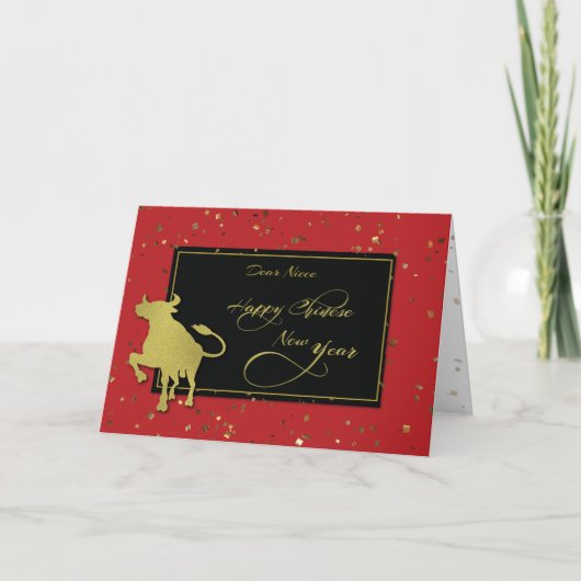 Niece 2021 Chinese nieuwjaars Confetti Kaart (Voorkant)