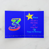 Niece 3rd Birthday Stars Kaart (Binnen)