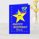 Niece 3rd Birthday Stars Kaart (Gele Bloem)