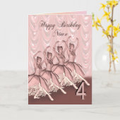 Niece 4, een ballerina verjaardagskaart kaart (Gele Bloem)