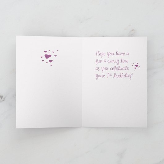 Niece 7th Birthday Crazy Socks Kaart (Binnen)