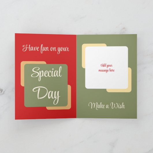 Niece add name foto red yellow jarig verjaardagsda kaart (Binnen)