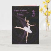 Niece age 3, een ballerina verjaardagskaart kaart (Gele Bloem)