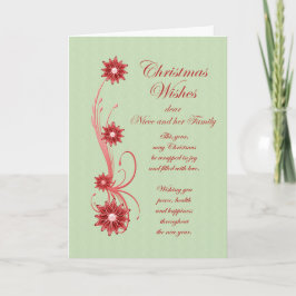 Niece and Family Kerstscrollen and Flowers Feestdagen Kaart