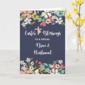 Niece and Husband Easter Blessings of Risen Christ Kaart (Gele Bloem)