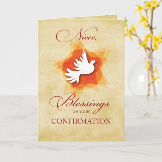 Niece, Bevestiging Gefeliciteerd, Blessings Dove Kaart (Gele Bloem)