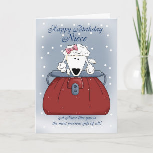 Niece Birthday Card - Cute Puppy Purse Pet Kaart