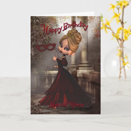 Niece Birthday Card met Moonies Cutie Pie Masquer Kaart (Gele Bloem)