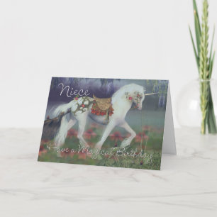 Niece Birthday Card met Unicorn, Fantasy Birthday Kaart