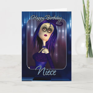 Niece Birthday Card - Moonies Cute Rag Doll Gothic Kaart