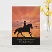 Niece Birthday Girl Horseback Riding Kaart (Gele Bloem)