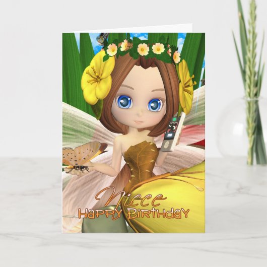 Niece Birthday-kaart met maonies cutie Herfst Fair Kaart (Voorkant)