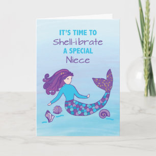 Niece Birthday Sparkly look Mermaid Kaart
