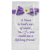 Niece Birthday with Polka Dot Ribbon Klein Cadeauzakje (Voorkant)