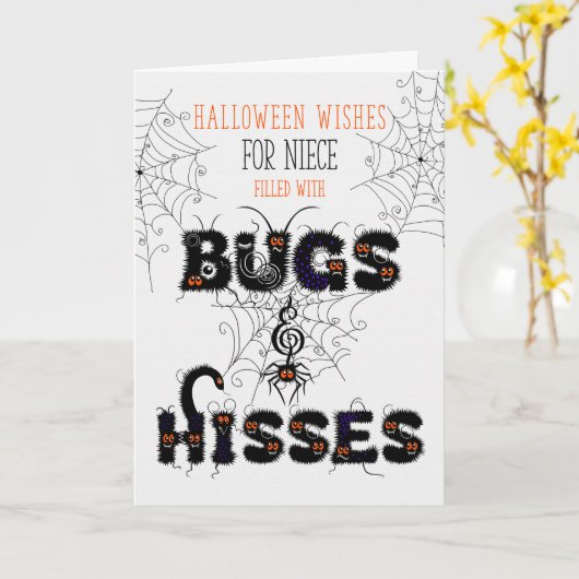 Niece Bugs en Hisses Halloween Kaart (Gele Bloem)