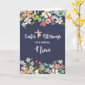 Niece Easter Blessings of Risen Christus Flowers Kaart (Gele Bloem)