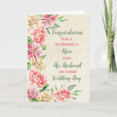 Niece en haar man bruiloft gefeliciteerd kaart (Voorkant)