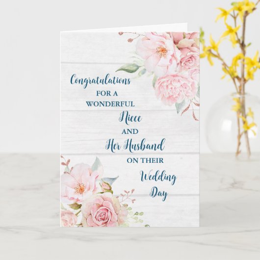 Niece en haar man trouwdag gefeliciteerd kaart (Gele Bloem)
