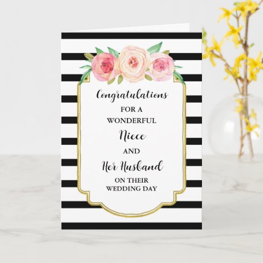 Niece en haar man trouwdag gefeliciteerd kaart (Gele Bloem)